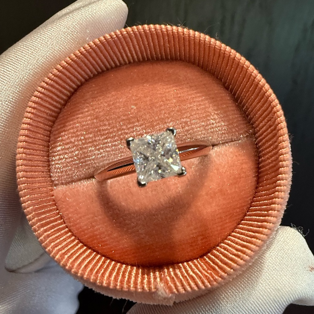 Moissanite 1 carat princess cut engagement ring / Promise ring size 6.5